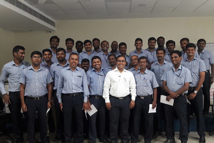 Corporate trainer engages CRI Pumps managers in leadership and growth-focused workshop session.