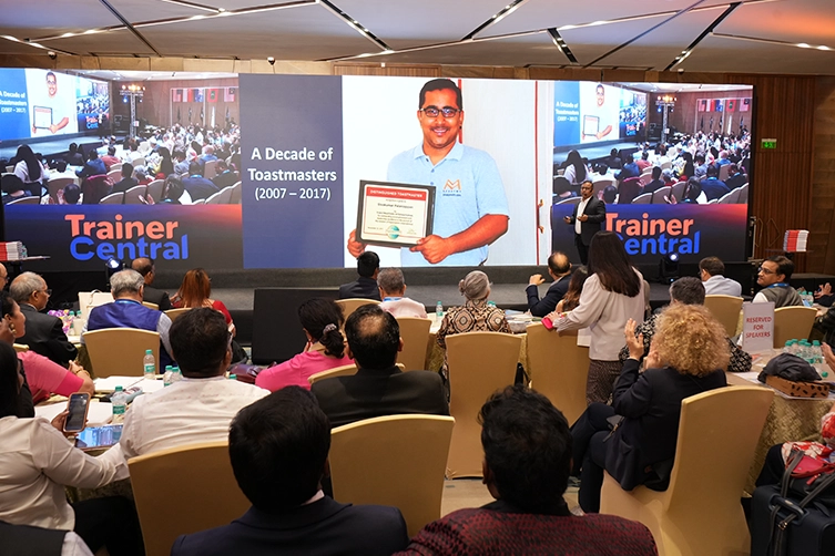 Corporate trainer shares leadership insights and professional growth story at Mumbai business event.