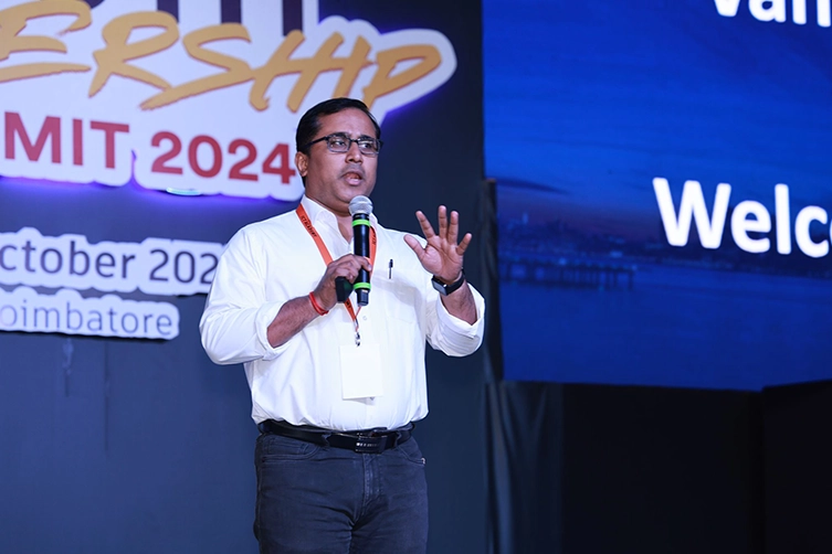 Motivational speaker delivers the corporate training at ICT Academy, guiding professionals in growth