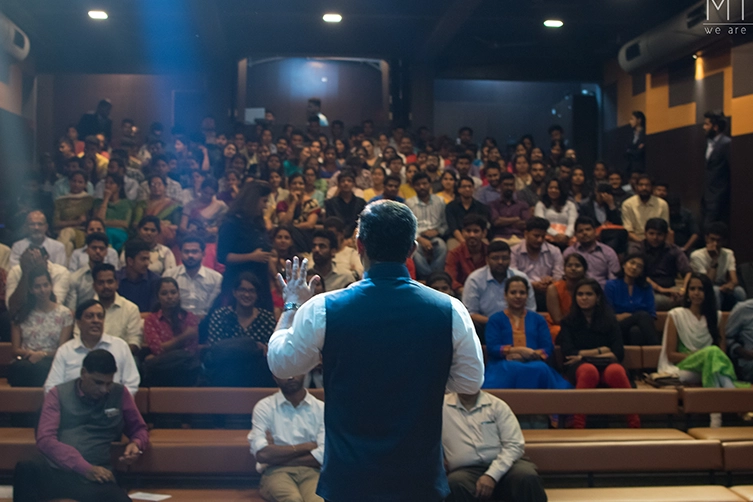 Growth coach motivates MBA students at Manipal University with leadership and career success tools.