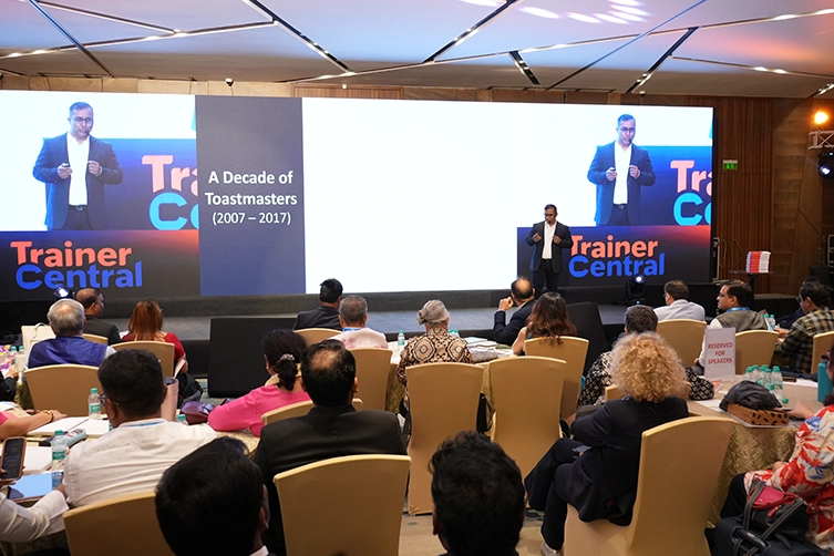 Corporate trainer participates as keynote speaker at the professional speakers convention Mumbai.