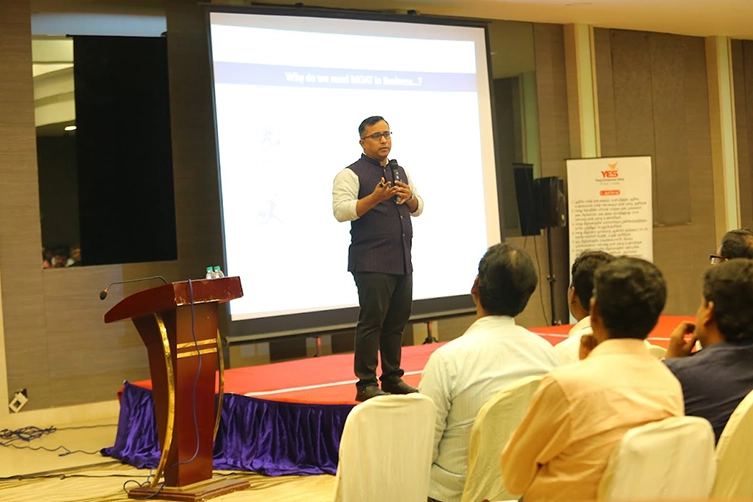 Corporate trainer delivers the keynote session to YES chapter business leaders and entrepreneurs.